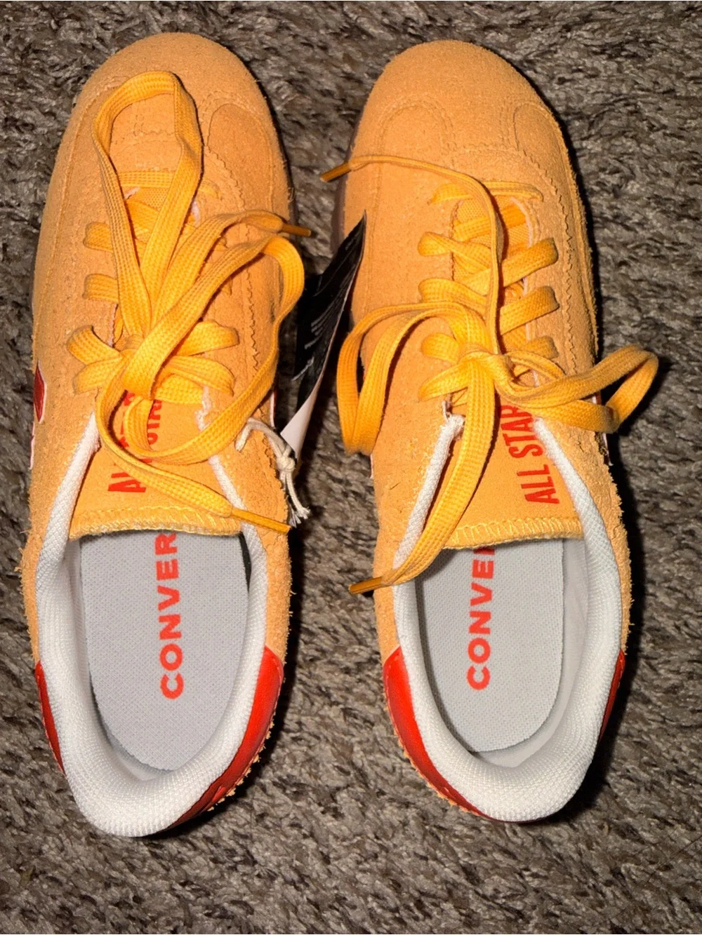 Converse Low-Top Suede Sneakers in Yellow with Coral Accents